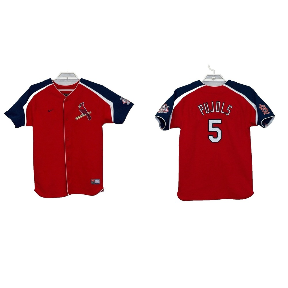 St. Louis Cardinals Albert Pujols #5 Nike Jersey Boys Size Large Red Blue MLB